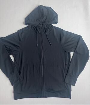 Uniqlo AIRism Men's L Black Full Zip Hoodie UV Protection Stretch Athletic